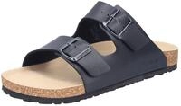 Pantolette RIEKER, Herren, Gr. 42, schwarz, Lederimitat, unifarben, Schuhe