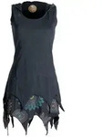 Vishes Tunikakleid Zipfelige Elfentunika Lagenlook Blumen bedruckt Hippie, Boho,