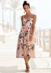 LASCANA Sommerkleid aus Leinenmix mit Baumwolle und tropischem Alloverdruck elegantes