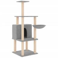 vidaXL Kratzbaum, Katzenbaum mit Sisal-Kratzs&auml;ulen Hellgrau 132 cm