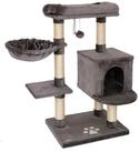 lionto Kratzbaum 93 cm mit H&ouml;hle, Liegemulde, Spielball & Sisalst&auml;mmen, dunkelgrau,