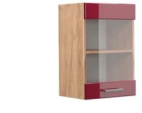 Vicco Glash&auml;ngeschrank R-Line, Rot Hochglanz/Goldkraft Eiche, 40 cm (1-St)