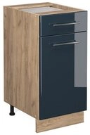 Vicco Unterschrank Fame-Line, Dunkelblau Hochglanz/Goldkraft Eiche, 40 cm ohne