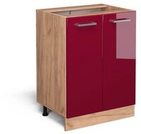 Vicco Unterschrank R-Line, Rot Hochglanz/Goldkraft Eiche, 60 cm ohne...