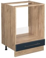 Vicco Herdumbauschrank Fame-Line, Dunkelblau Hochglanz/Goldkraft Eiche, 60 cm...