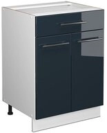 Vicco Unterschrank Fame-Line, Dunkelblau Hochglanz/Wei&szlig;, 60 cm mit Schublade,...