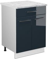 Vicco Unterschrank Fame-Line, Dunkelblau Hochglanz/Wei&szlig;, 60 cm mit Schublade,...