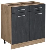 Vicco Unterschrank R-Line, Schwarz Beton/Goldkraft Eiche, 80 cm ohne...