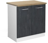 Vicco Unterschrank R-Line, Schwarz Beton/Wei&szlig;, 80 cm AP Eiche (1-St)