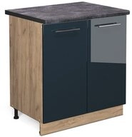 Vicco Unterschrank Fame-Line, Dunkelblau Hochglanz/Goldkraft Eiche, 80 cm, AP