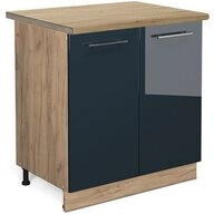 Vicco Unterschrank Fame-Line, Dunkelblau Hochglanz/Goldkraft Eiche, 80 cm, AP...