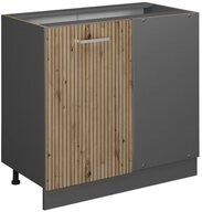 Vicco Eckunterschrank R-Line, Artisan-Eiche/Anthrazit, 86 cm ohne Arbeitsplatte