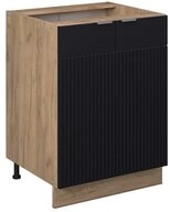 Vicco Unterschrank Fame-Line, Schwarz gestreift/Goldkraft Eiche, 60 cm ohne