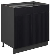 Vicco Unterschrank Fame-Line, Schwarz gestreift/Anthrazit, 80 cm mit Regal, ohne