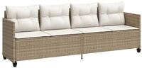 vidaXL Gartenliege Sonnenliege mit Kissen Beige Poly Rattan, 1 St.
