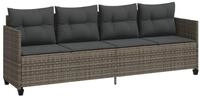 vidaXL Gartenliege Sonnenliege mit Kissen Grau Poly Rattan, 1 St.