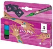 C. KREUL Malstift KREUL TattooPen Set 4 Marker mit 3 Schablonen 7 Teile...