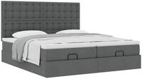 vidaXL Bett Ottoman-Bett mit Matratzen Dunkelgrau 180x200 cm Stoff