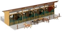 Faller Modelleisenbahn-Geb&auml;ude H0 Pferdestall mit 4 Pferden 130597