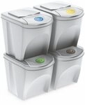 Spetebo M&uuml;lleimer Sortibox - 4er Set M&uuml;lleimer mit 25 L wei&szlig;, Stapelbares...