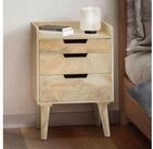FINEBUY Nachttisch FB105728 Massiv 3 Schubladen Ablage Nachtkonsole Natur
