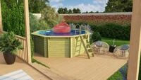Karibu Achteckpool Massivholzpool kdi Schwimmbecken Gartenpool, Massivholz,