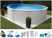 KWAD Rundpool SUPREME wei&szlig; mit Sicherheitsleiter und Zubeh&ouml;r (Set, 13-tlg),...