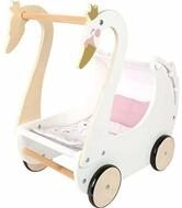 Small Foot Puppenwagen Puppenwagen Schwan 12283, Aufspannbares Verdeck, Gummierte