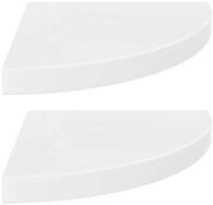 vidaXL Wandregal, Eck-Schweberegale 2 Stk. Hochglanz-Wei&szlig; 35x35x3,8 cm MDF