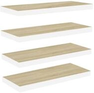 vidaXL Wandregal, Schweberegale 4 Stk. Eichen-Optik und Wei&szlig; 60x23,5x3,8 cm MDF
