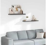 vidaXL Wandregal vidaXL Schweberegale 2 Stk. Hochglanz-Grau 80x23,5x3,8 cm MDF