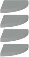 vidaXL Wandregal, Eck-Schweberegale 4 Stk. Grau 35x35x3,8 cm MDF