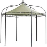 DEGAMO Pavillon MODENA, 6-eckig 320cm, Gestell Stahl schwarz, Dachplane ecrufarben