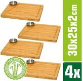 DuneDesign Schneidebrett 4er Set Bambus Servierbrett + Saftrille&Dip-Schale,...