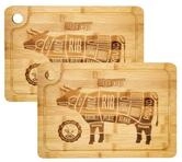 DuneDesign Schneidebrett 2er Set - 33x23 Bambus Steakbrett mit Saftrille &...