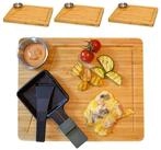 DuneDesign Schneidebrett 4er Set Raclettebrett Bambus Holz 30x25 mit Saftrille...