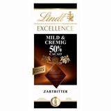 LINDT Schokolade, Lindt Excellence Mild und Cremig 50 Prozent Cacao Feinherb 100g