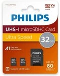 Philips Micro SDHC Karte 32GB Speicherkarte UHS-I U1 Class 10 2er Pack Speicherkarte