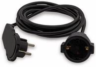 REV REV Schutzkontakt-Verl&auml;ngerung Smart, mit Flachstecker, 3 m, schwarz