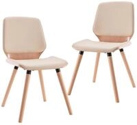 vidaXL Esszimmerstuhl Esszimmerst&uuml;hle 2 Stk. Cremewei&szlig; Kunstleder (2 St)