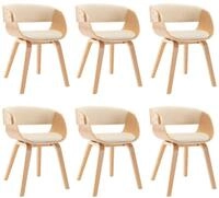 vidaXL Esszimmerstuhl Esszimmerst&uuml;hle 6 Stk. Creme Bugholz und Kunstleder (6...