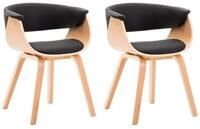 vidaXL Esszimmerstuhl, Essst&uuml;hle 2 Stk. Schwarz Bugholz und Kunstleder