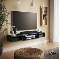 Vicco Lowboard Nordic, Schwarz Beton, 139.7 x 20.3 cm mit offenen Regalen (1 St)