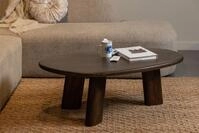 WOOOD Couchtisch Roundly aus Mangoholz mit organisch geformter Platte 110x60x40 cm,