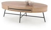 designimpex Couchtisch Design HA-100 Tisch oval Eiche Gold - Schwarz matt Schublade