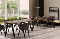 Endo-Moebel Esstisch Lungo XXL 130-405 cm, Metallgestell, ausziehbar,...