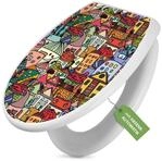 banjado WC-Sitz mit Absenkautomatik Motiv Funky Town (umweltfreundliches Material,
