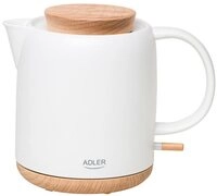 Adler Wasserkocher AD 1304, aus Keramik, 1,0L, 1200W, abnehmbarer Deckel, wei&szlig;