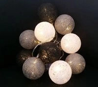 Spetebo LED-Girlande LED Lichterkette mit 10 Raphia Kugeln - ca. 165 cm, 10-flammig,