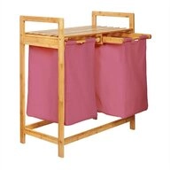 Lumaland Ausziehw&auml;schekorb Bambus mit 2 ausziehbaren W&auml;sches&auml;cken 73x64x33cm,